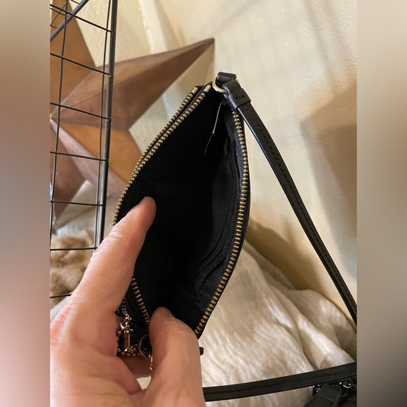 Coach Black Leather Wristlet with Gold Logo - Picture 2 of 8